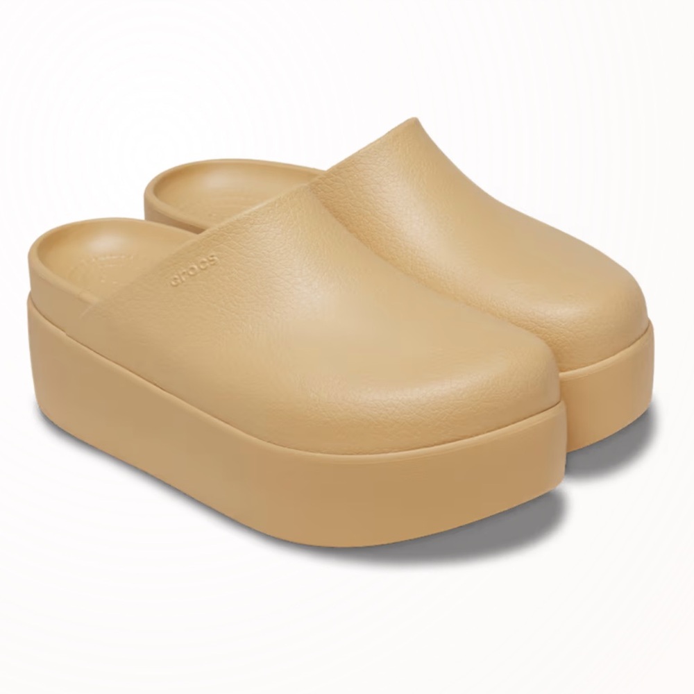 CROCS Tan Platform Mules